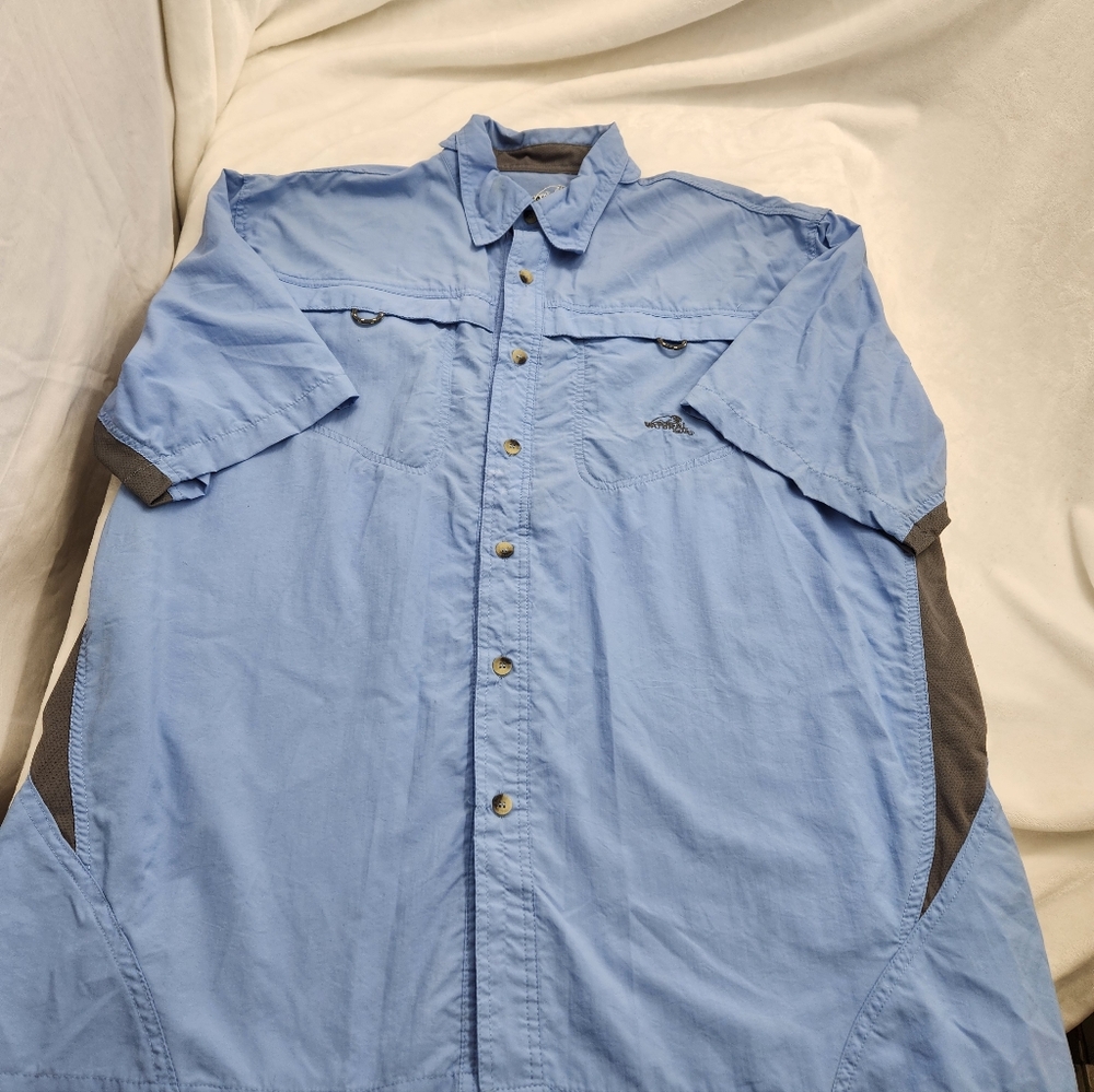 Natural Gear Men's XL Short Sleeve Vented Fishing Shirt Blue w/Multiple Pockets